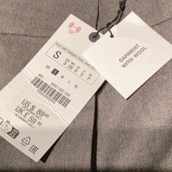 New! Zara. Wool trousers. Small. Gray/Brown. Front pockets. - Picture 2 of 10